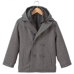 La Redoute Collections boys grey wool pea coat hooded size6